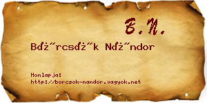 Börcsök Nándor névjegykártya